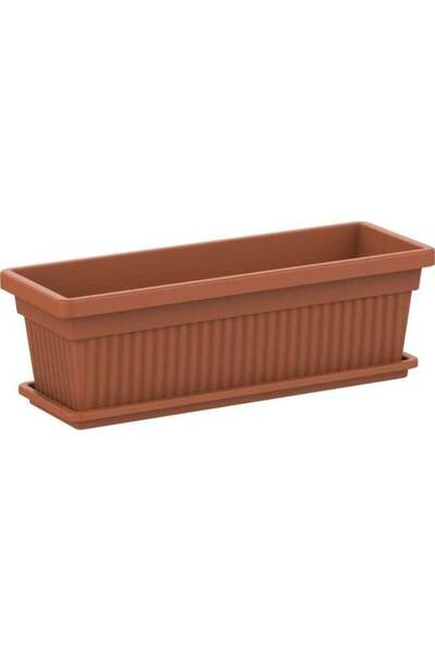Cosmoplast 30" Rectangular Planter with Tray Plastic 75x29 cm Terracota