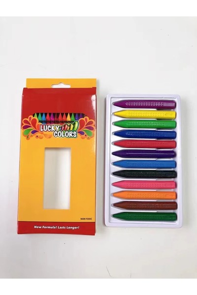 Choice مجموعة من 12 قلم تلوين شمعي بألوان متعددة. لا تتسخ الأيدي. أقلام تلوين قابلة للغسل. أقلام تلوين للرسم والتلوين.