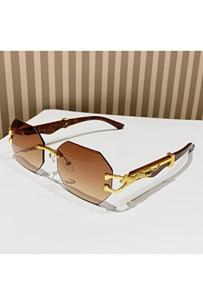 Choice نظارات شمسية رمادية بدون إطار سداسية الشكل، عدسات متدرجة، نظارات شمسية...