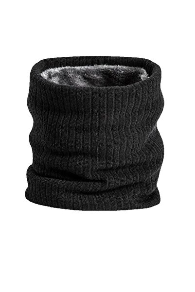 Choice وشاح أسود دافئ محبوك، مبطن بصوف سميك حراري، وشاح شتوي مقاوم للرياح للن...