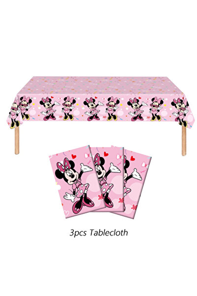 Miniso 3pcs 3pcs /5pcs Disney Minnie Plastic Party Tablecloth， Disposable Tab...