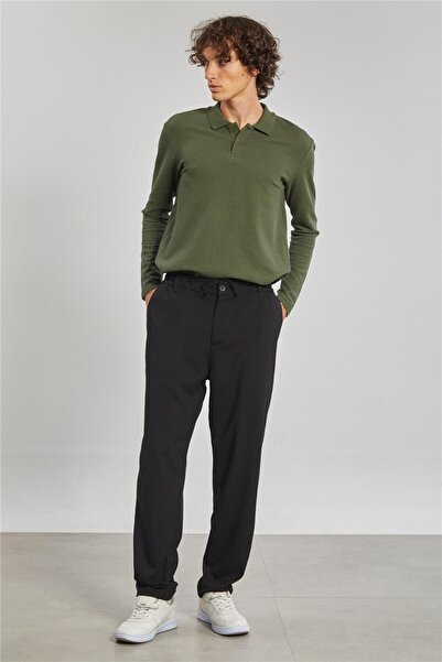 BARRELS AND OIL Beli Bağlamalı Erkek Pantolon - Siyah