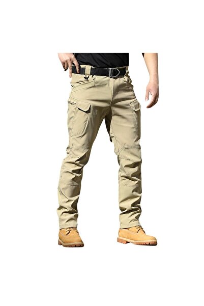 Choice M Khaki Men'S Spring Autumn Tactical Cargo Elastic Pants Combat Trekking Hiking Camping Climbing Run