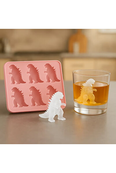 Choice قالب ثلج وردي بستة مربعات على شكل وحش، قوالب سيليكون كبيرة لمكعبات الث...