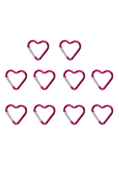 Choice 10PCS Rose Red 10PCS Carabiner Keychain Clip Heart-shaped Aluminum Small Carabiners Tactical Clips O