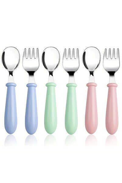 Choice طقم أدوات مائدة للأطفال الصغار مكون من 6 قطع، مصنوع من الفولاذ المقاوم...