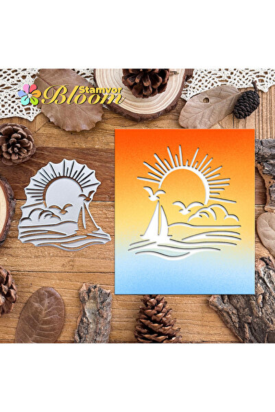 Choice قوالب تقطيع معدنية أصلية رائعة لغروب الشمس على المحيط مع طيور النورس و...