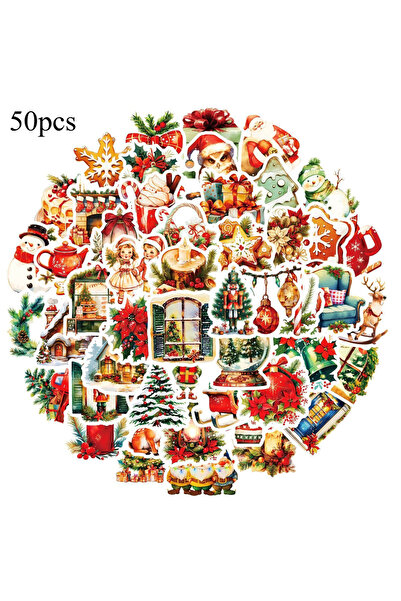 Choice 50 قطعة متنوعة من ملصقات الفينيل لعيد الميلاد، ملصقات تغليف الهدايا، م...