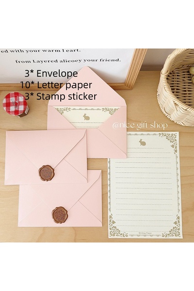 choice2 pink 1 set of pearlescent envelope stationery set Holiday handwritten...