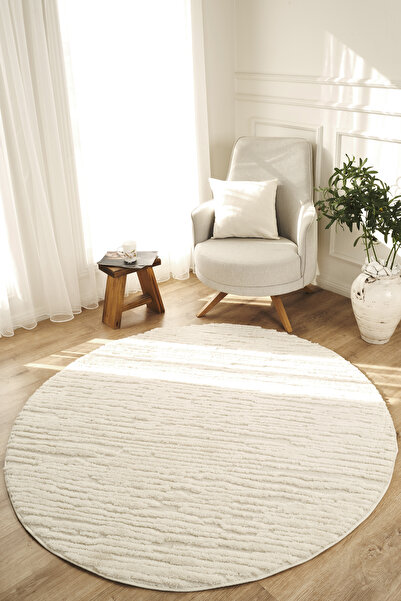 ESSENSE RUSTİC HALI Bukleli Yumuşak Peluş Krem Çocuk Odası Oturma Odası Salon...