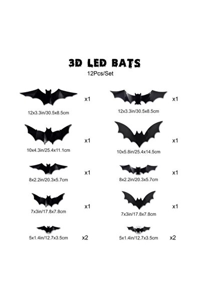 Choice 12 قطعة سوداء، 12/24 قطعة، خفاش ليلي جديد للهالوين، مصنوع من مادة PET،...