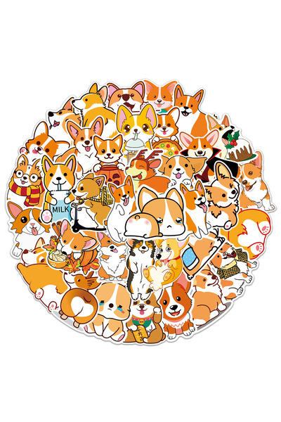 Choice 50 قطعة من ملصقات جرافيتي لكلب كورجي كرتوني، مقاومة للماء، مثالية لأعم...