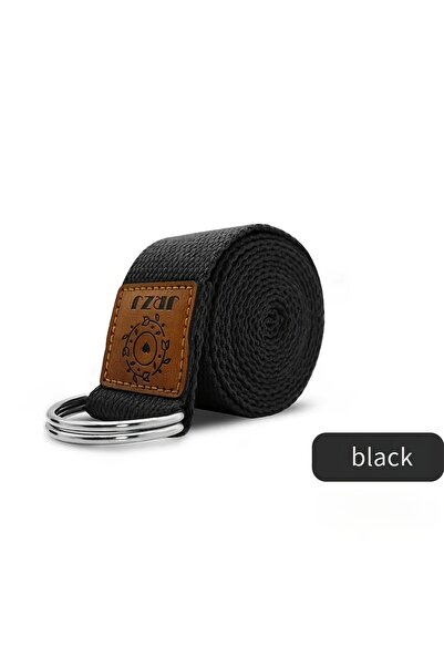 Choice حزام يوغا أسود من الجلد الطبيعي للتمدد واللياقة البدنية، مناسب للأكتاف...