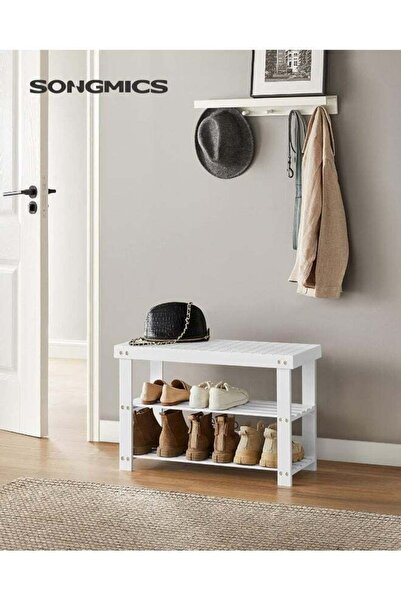 SONGMICS 3-Tier Bamboo Shoe Rack Bench, Holds up to 286 lb, 11.3x27.6x17.8 in...