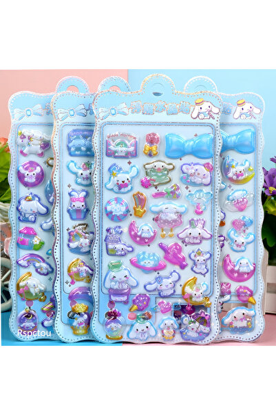 Miniso 4pcs 4pcs Kawaii Cinnamoroll 3D Relief Stickers Sanrio Cartoon Reward ...