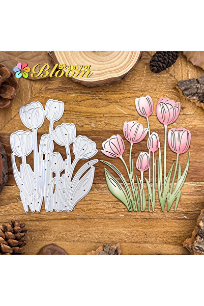 Choice Original Lovely Beautiful Tulips Flowers Metal Cutting Dies Scrapbooki...