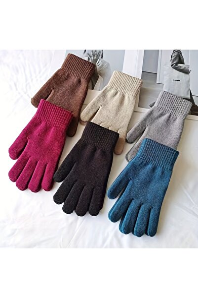Choice مجموعة من 6 أزواج من القفازات بألوان عشوائية للنساء، مناسبة لفصل الشتا...