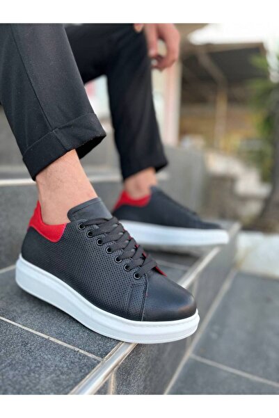 Lucy Shoes حذاء رياضي كاجوال للرجال من الجلد الطبيعي برباط من KB-DX3 CBT - أسود