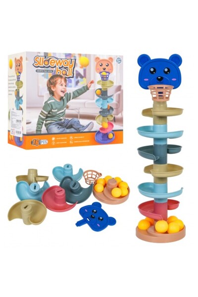 Ramiz Children's toy with 7 balls, teddy bear slide track for children 3+ years old