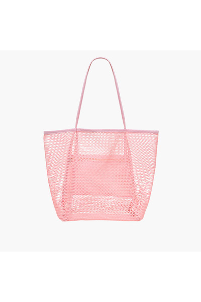 Lifestyle حقيبة تسوق شبكية مزودة بجيب داخلي ومقبض مزدوج