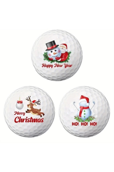 Choice كرات غولف بيضاء، 3 كرات، بتصميمات احتفالية مستوحاة من عيد الميلاد مع س...
