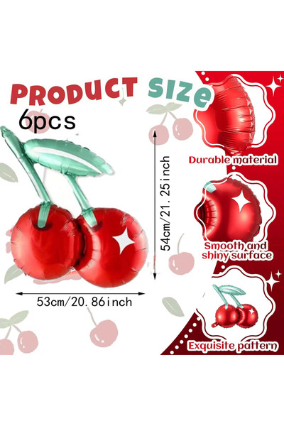 Choice بالونات أخرى من فيلم ألومنيوم بلون الكرز، 6 قطع، بتصميم فاكهة الكرز، م...