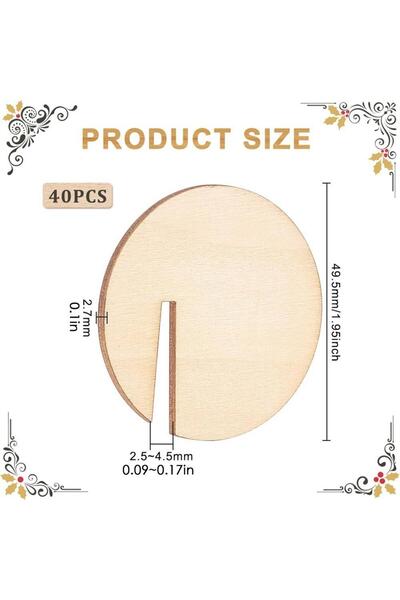 Choice 40 قطعة من بطاقات تعريف المشروبات الخشبية الدائرية الفارغة، مجموعة من ...