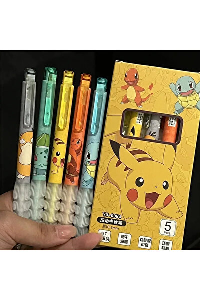 Miniso black Pokemon 5pcs Pokemon Pikachu Gel Pen Cute Anime Cartoon Charmander Squirtle Press on Gel Pen S
