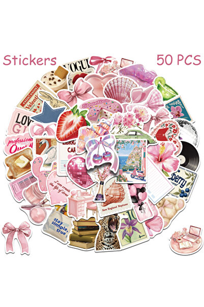 Choice ٥٠ قطعة من ملصقات الأشياء الوردية للهواتف المحمولة وأجهزة الكمبيوتر ال...
