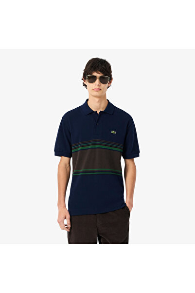 Lacoste قميص بولو كلاسيكي مخطط، صناعة فرنسية - PH5457-00-166