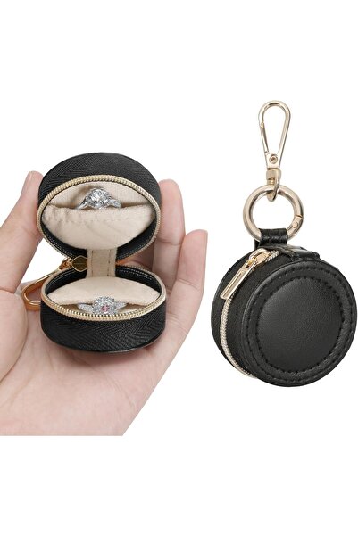 The Bros علبة لحفظ الخواتم والمجوهرات مع سلسلة مفاتيح - حافظة محمولة للسفر لح...