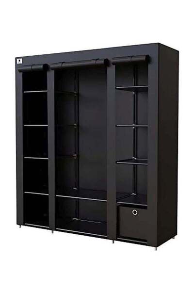 Roman Gifts خزانة ملابس محمولة لغرفة النوم، لون أسود، 130×175×45 سم