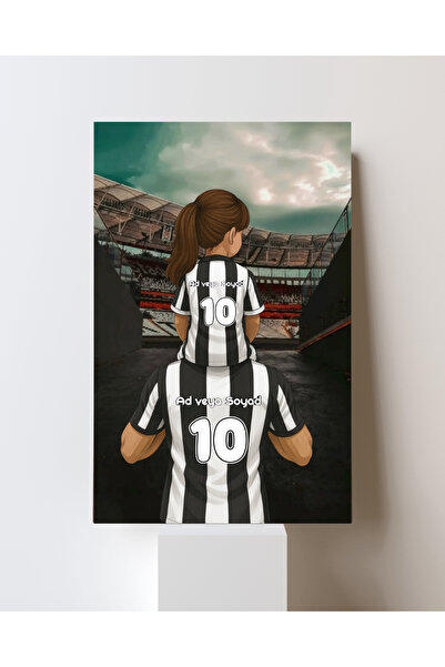 ABENOVA Beşiktaş Baba Kız Kişiye Özel Kanvas Tablo