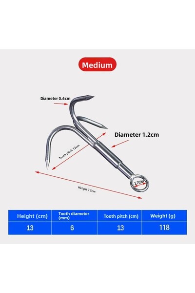 Choice صنارة صيد متوسطة الحجم من الفولاذ المقاوم للصدأ بثلاثة مخالب، صنارة مر...