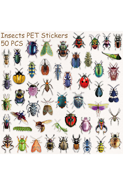 Choice ٥٠ قطعة من ملصقات الحشرات على شكل يعسوب مصنوعة من مادة PET، مناسبة لله...
