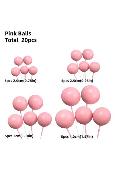 Choice3 ٢٠ قطعة من زينة الكيك على شكل كرات وردية، ٢٠ قطعة من زينة الكيك على ش...