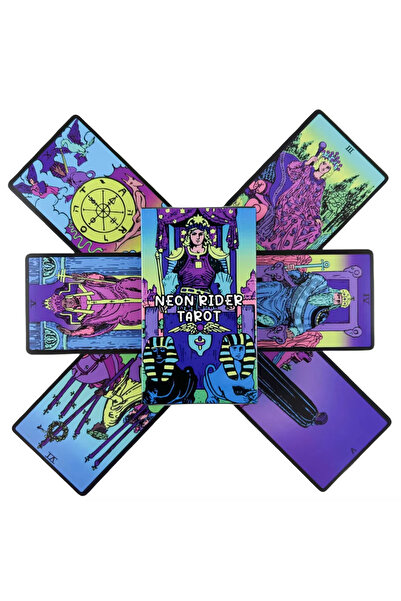 Choice لعبة أوراق التارو "نيون رايدر" (530 ورقة) - مجموعة أوراق العرافة - إصدار إنجليزي - لوحة أوراكل للعب