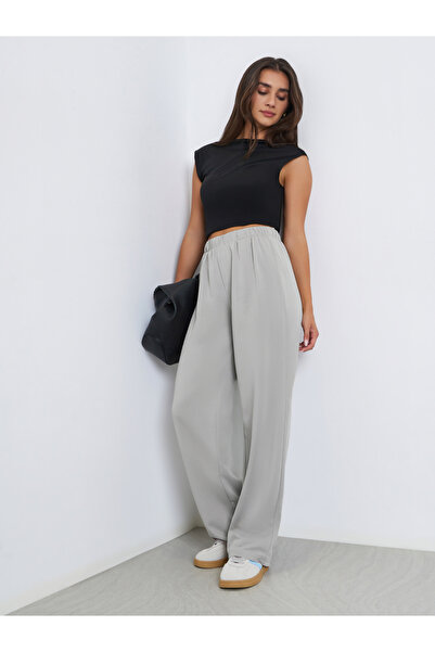 Styli Women Grey Wide Leg Joggers