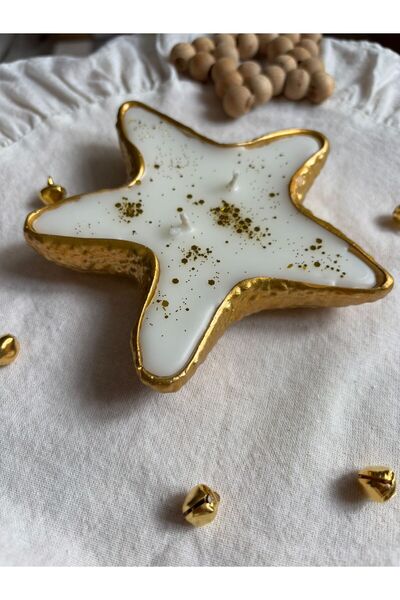 FLAME CANDLE HANDMADE CANDLES Dekoratif Yıldız Şekilli Mumluk , Amber Kokulu ...