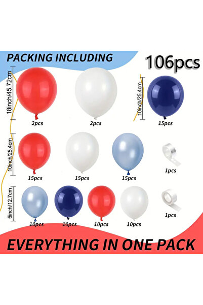 Choice كما هو موضح، طقم قوس بالونات لاتكس أحمر وأبيض وأزرق مكون من 106 قطعة، ...