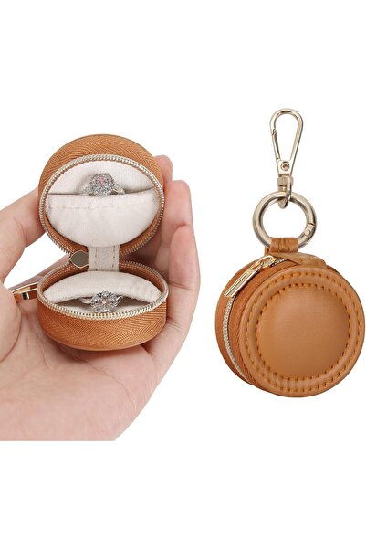 The Bros علبة لحفظ الخواتم والمجوهرات مع سلسلة مفاتيح - حافظة محمولة للسفر لح...