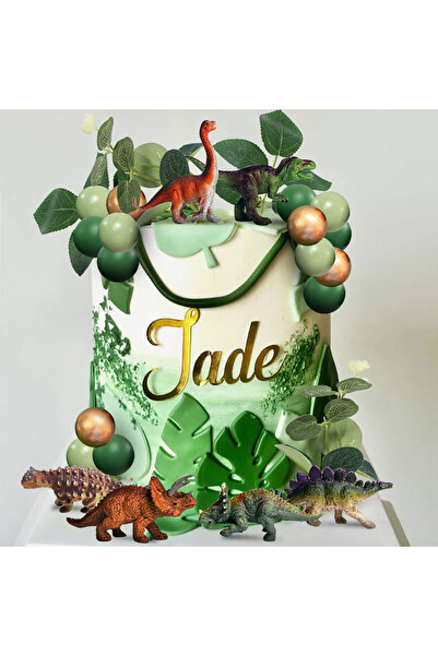 Choice زينة كعكة الديناصور الأخضر من لافينتي، زينة كب كيك الديناصورات، زينة ك...
