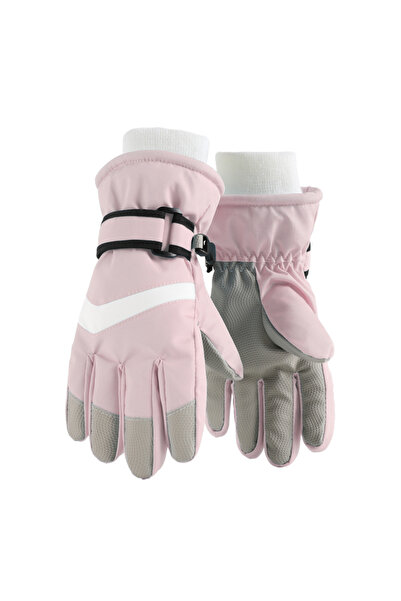 Choice قفازات تزلج وردية اللون، قفازات تزلج شتوية دافئة مبطنة بمخمل سميك وشاشة لمس مقاومة للرياح، مناسبة لركوب الدراجات