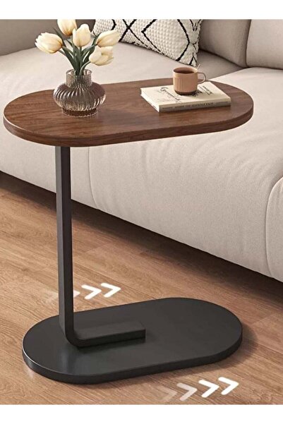 Roman Gifts C-Shaped End Table for Couch – Slim Side Table with Metal Frame (...