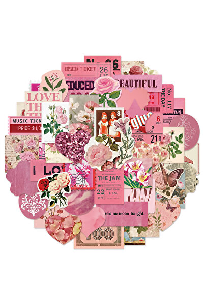 Choice ٥٠ قطعة من الملصقات الإبداعية الوردية ذات الطابع القديم والمرح، يمكنك ...