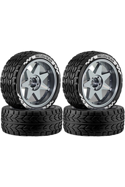 Choice مجموعة عجلات وإطارات سيارات تحكم عن بعد من نوع تيتانيوم، 4 قطع، بمقياس...