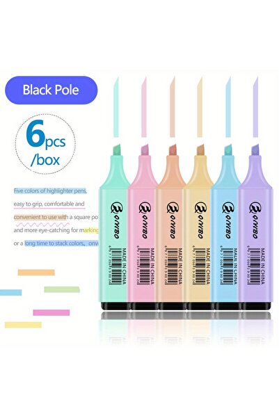 Choice QB-0657-6 ألوان، 4/6 قطع/ألوان، أقلام تظليل بألوان الماكرون - لتدوين م...