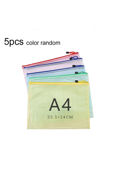 Choice 5pcs A4 5pcs Grid Zipper Bag A4/A5 PVC Transparent Folder Office and Educational Supplies Document S