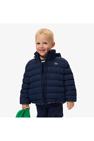 Lacoste جاكيت منفوخ من التافتا الماسي بغطاء رأس للجنسين - BJ0980-00-166