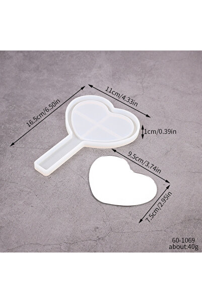 choice2 Heart with glass Cosmetic Mirror Silicone Mold with Glass Heart Squar...